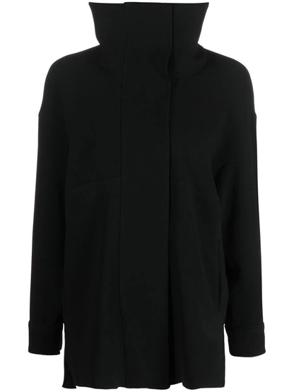 High-Neck Exposed-Seam Top