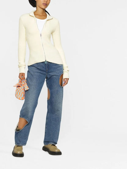 Knitted Zipped Cardigan