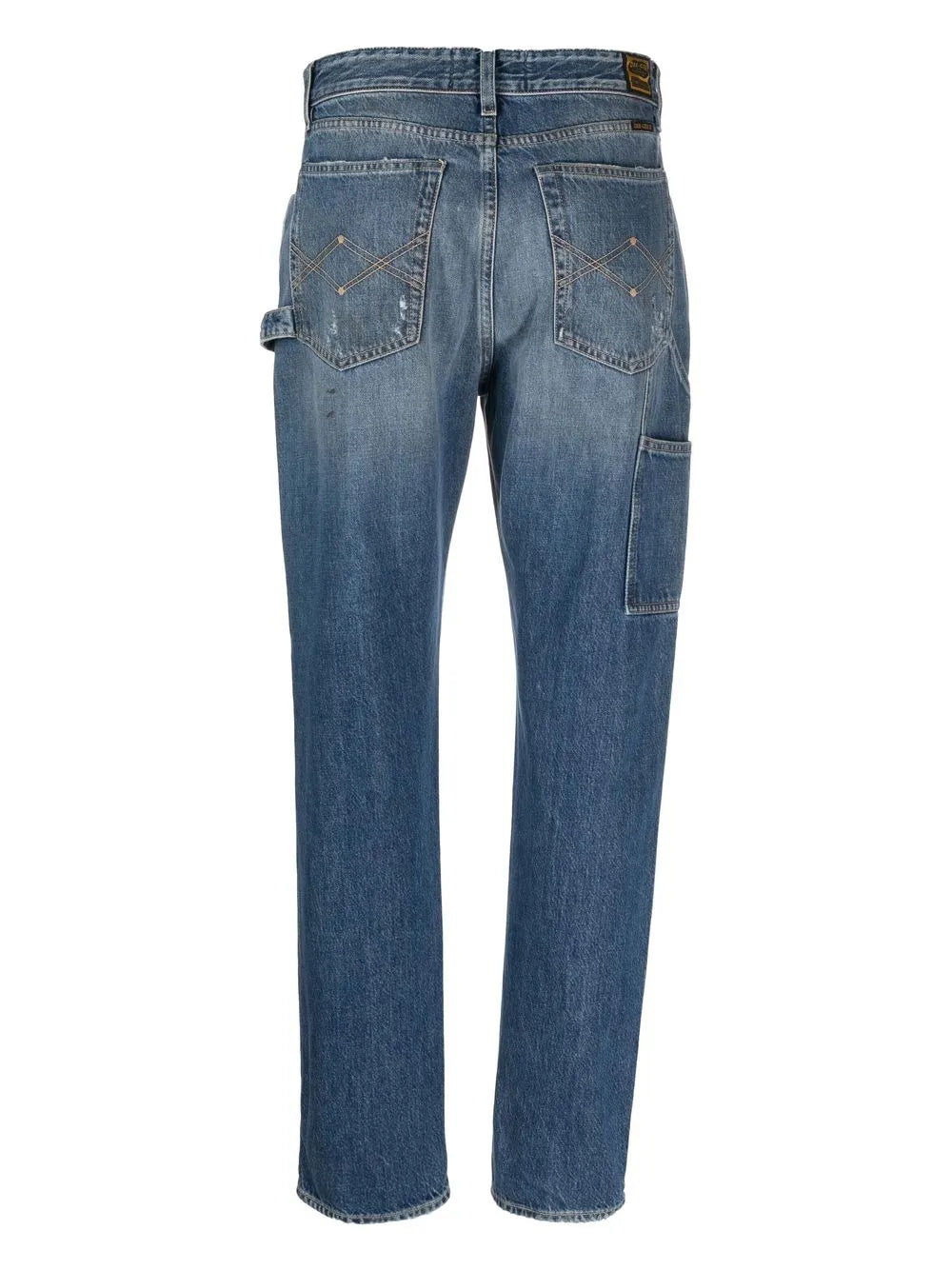 Ripped-Detail Straight-Leg Jeans