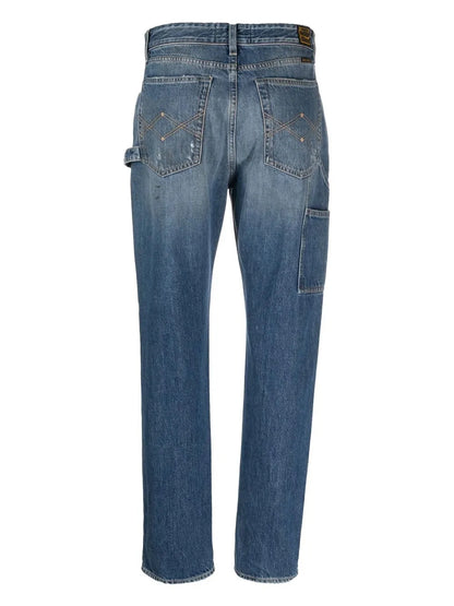 Ripped-Detail Straight-Leg Jeans