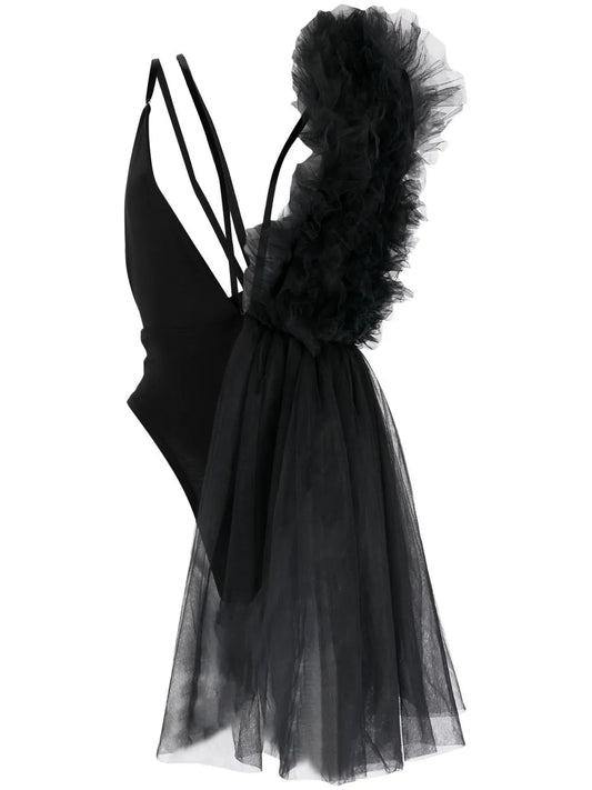 Ruffled-Detail V-Neck Bodysuit