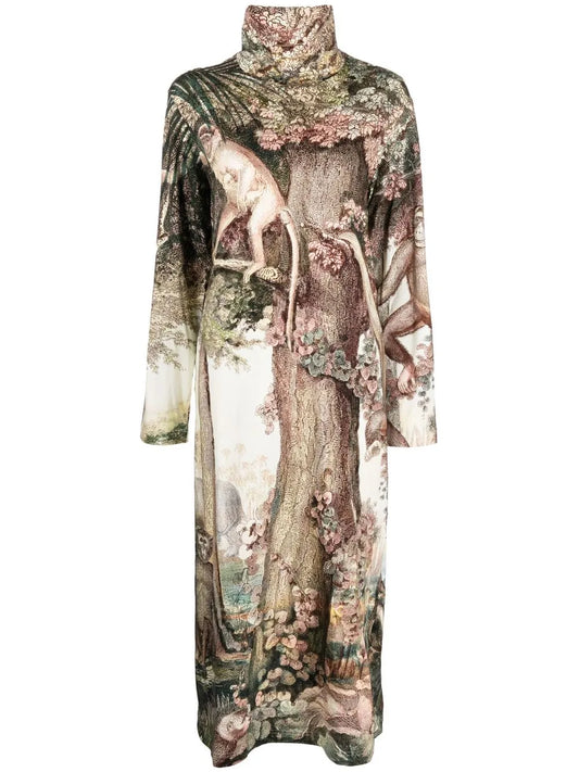 Jungle-Print Cotton Maxi Dress