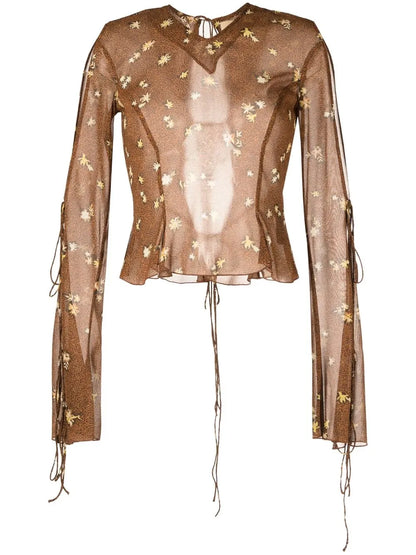 Floral-Print Silk Blouse