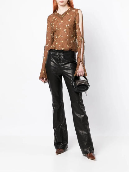 Floral-Print Silk Blouse