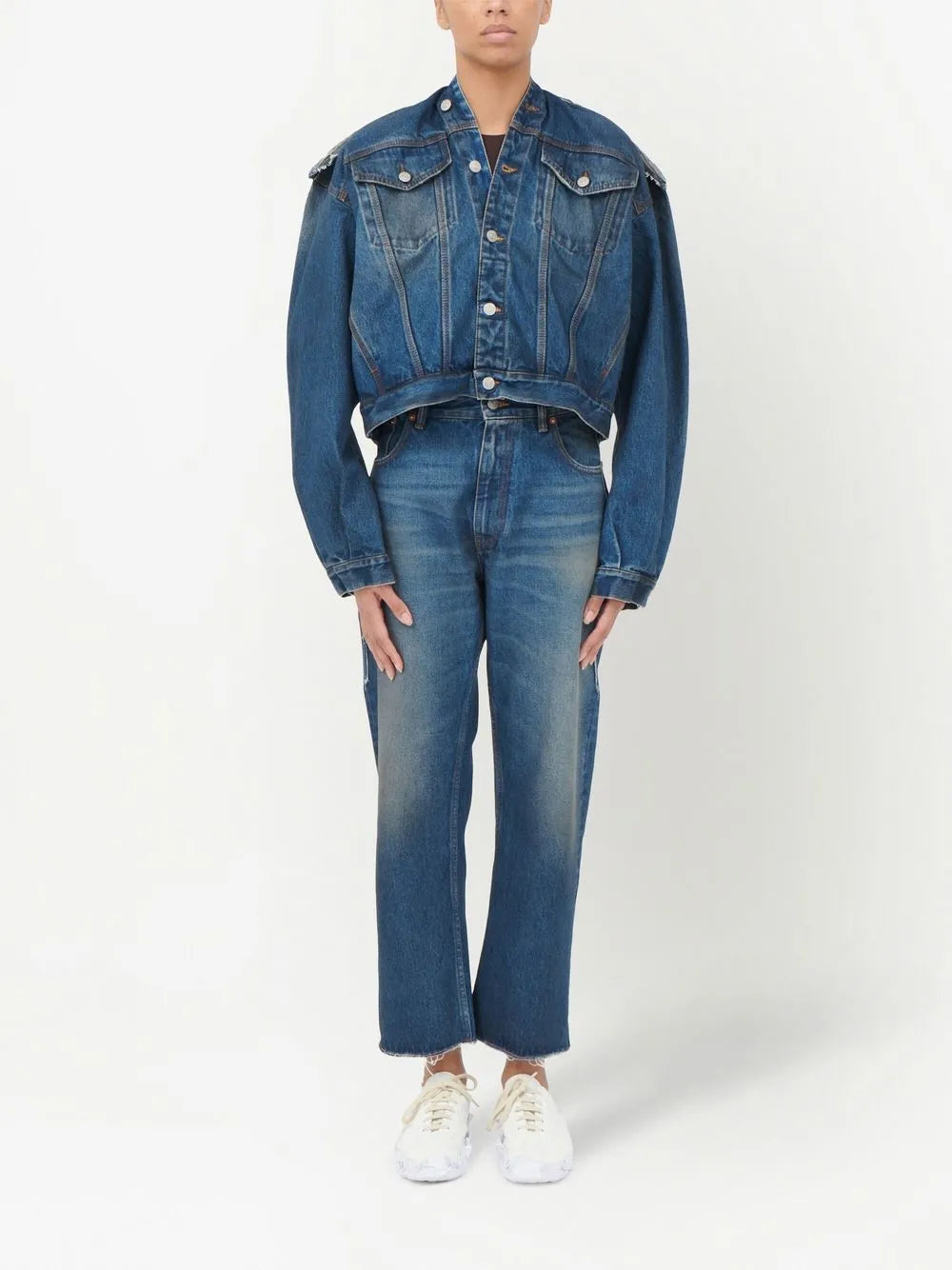Collarless Denim Jacket