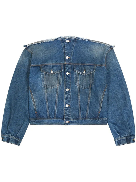 Collarless Denim Jacket