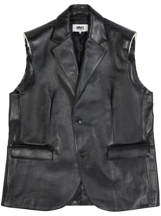 Sleeveless Leather Gilet