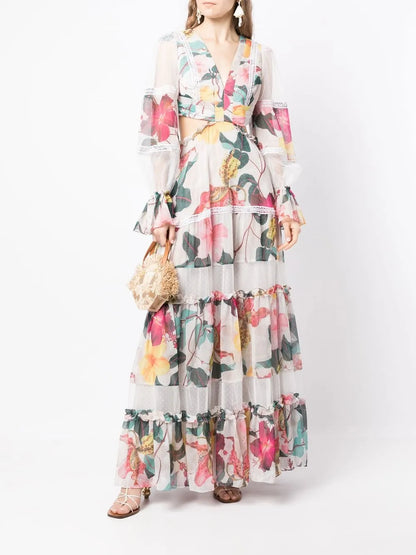 Hibiscus Cut-Out Maxi Dress