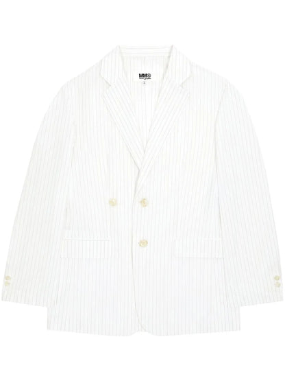 Pinstriped Single-Breasted Blazer