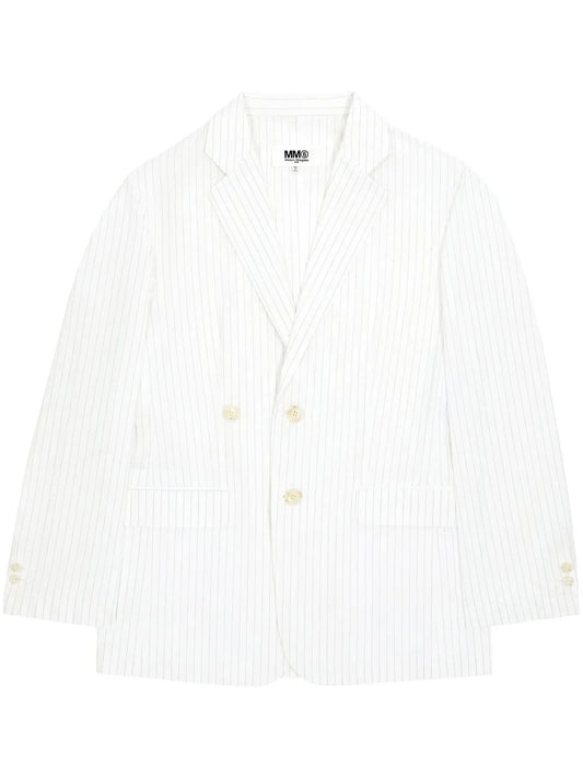 Pinstriped Single-Breasted Blazer