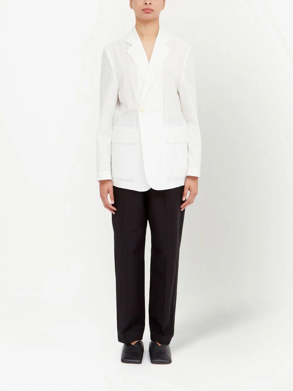 Pinstriped Single-Breasted Blazer