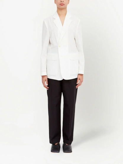 Pinstriped Single-Breasted Blazer