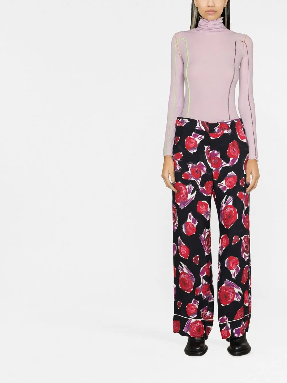 Floral-Print Wide-Leg Trousers