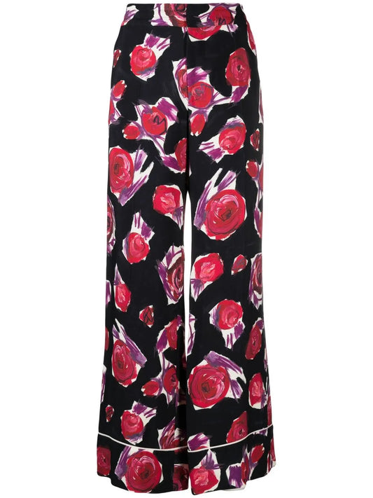 Floral-Print Wide-Leg Trousers