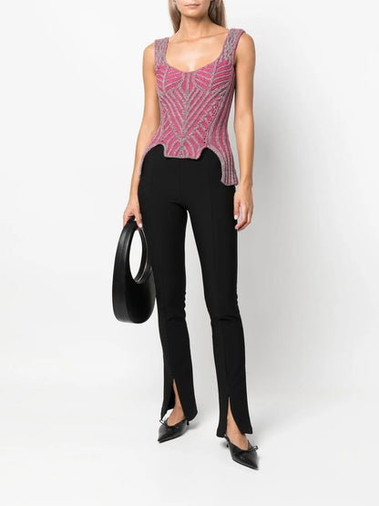 Contrast-Trimmed Knitted Top