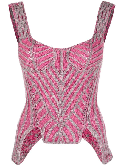 Contrast-Trimmed Knitted Top