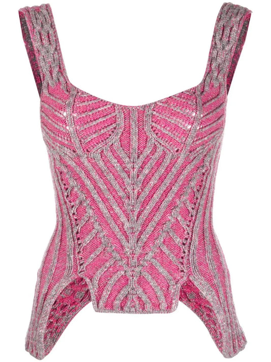 Contrast-Trimmed Knitted Top