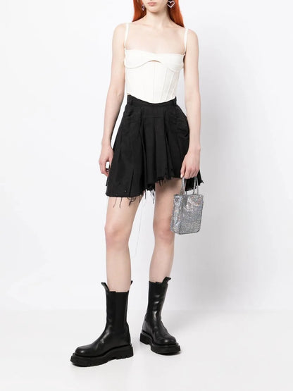 Distressed-Effect Mini Skirt