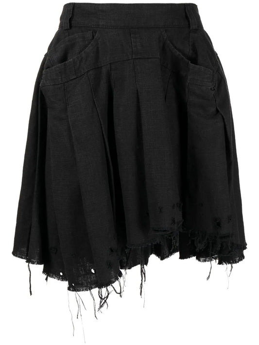 Distressed-Effect Mini Skirt