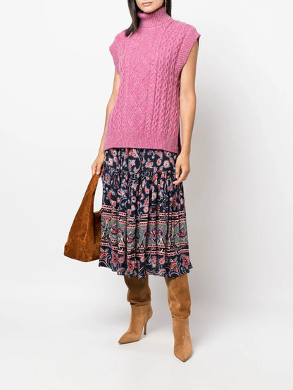 Roll-Neck Cable-Knit Top