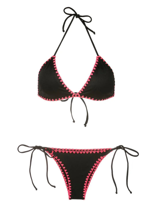 Embroidered Halterneck Bikini