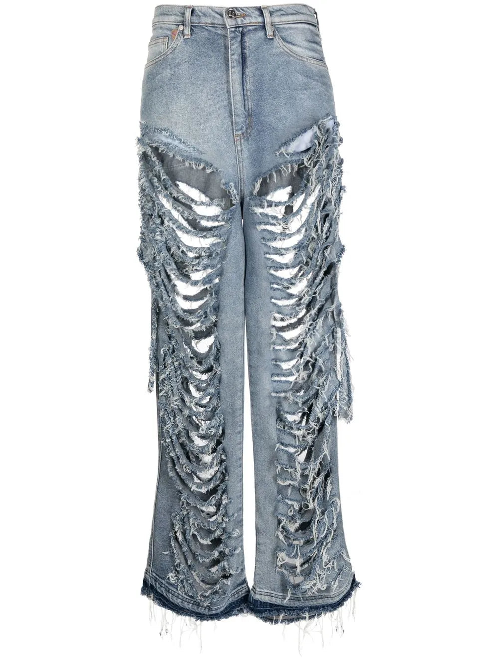 Light-Wash Denim Ragged Jeans