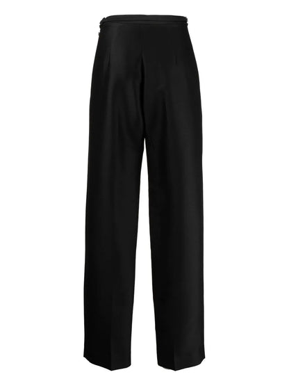 Skinny-Belt Straight Leg Trousers
