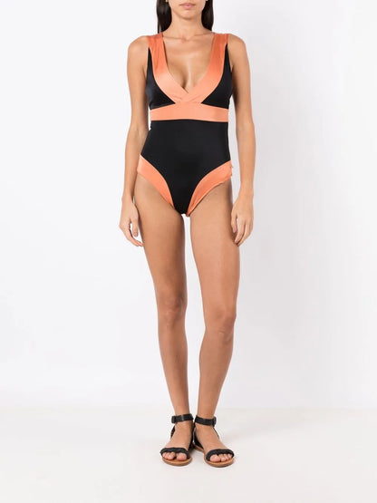 Panelled V-Back Swimsuit