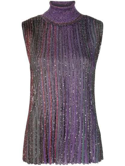 Metallic-Thread Sleeveless Top