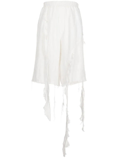 Frayed-Hem Knee-Length Shorts