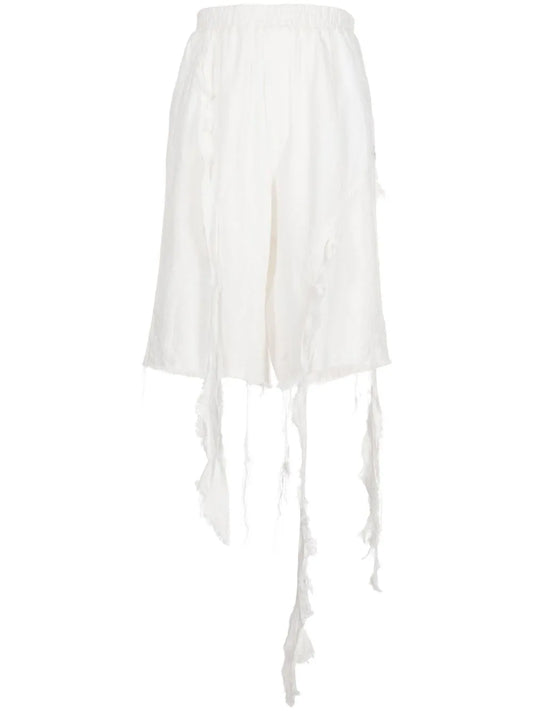 Frayed-Hem Knee-Length Shorts