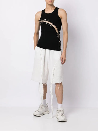 Frayed-Hem Knee-Length Shorts
