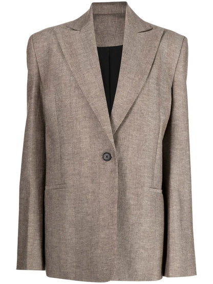 Single-Breasted Linen-Cotton Blazer