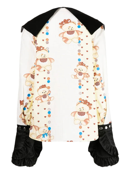 Spread-Collar Graphic-Print Shirt