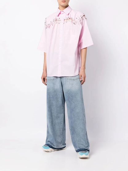 Wide-Leg Zip-Detail Jeans