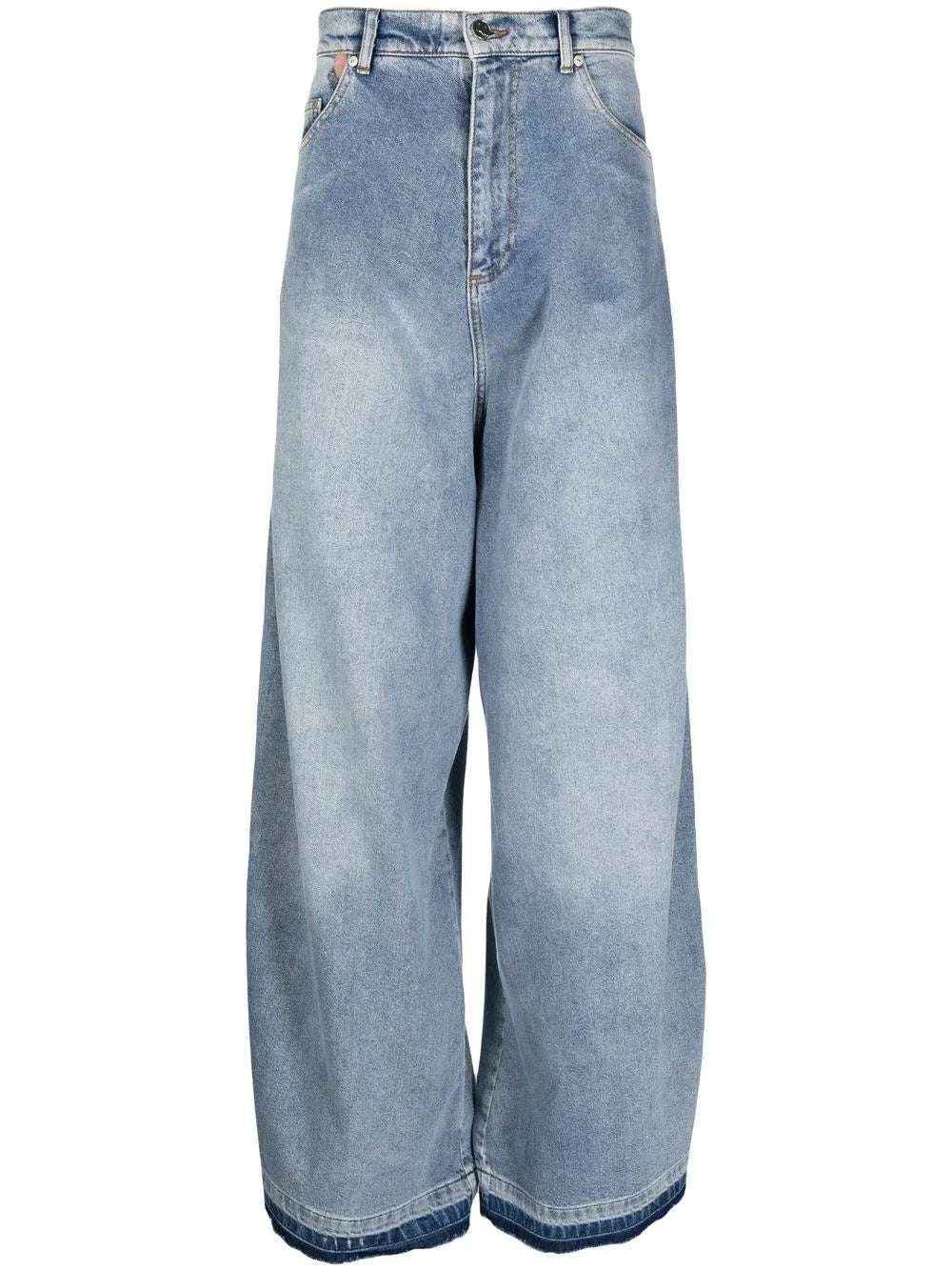 Wide-Leg Zip-Detail Jeans