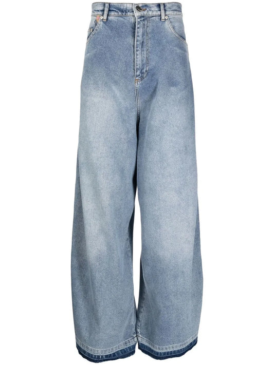 Wide-Leg Zip-Detail Jeans