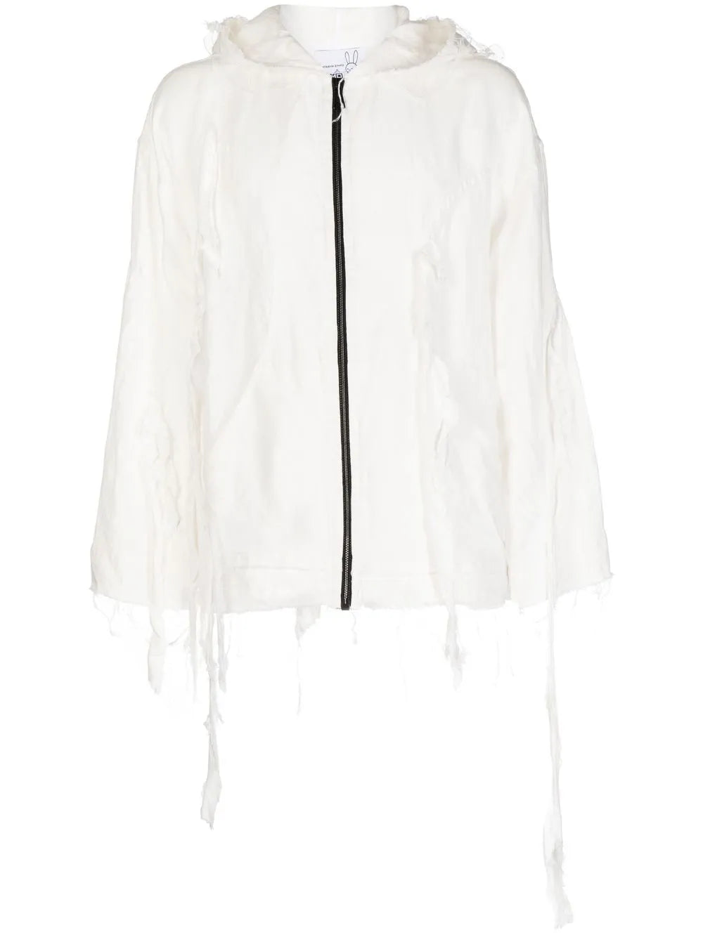 Distressed Zip-Fastening Hoodie