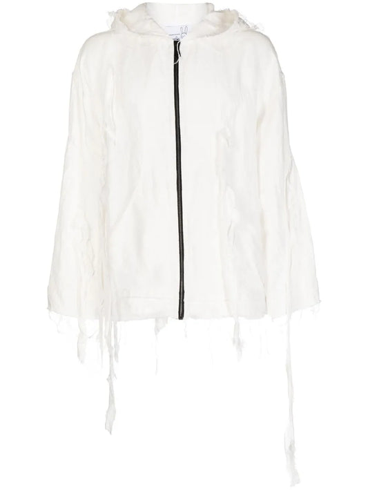 Distressed Zip-Fastening Hoodie