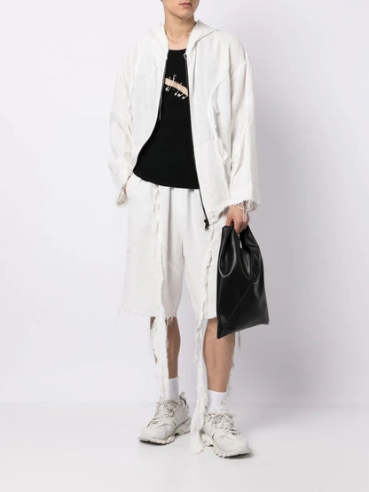 Distressed Zip-Fastening Hoodie
