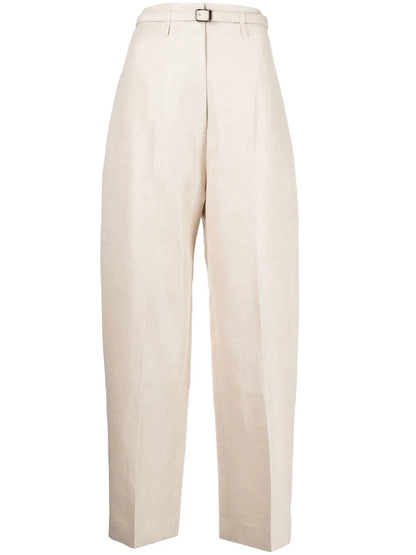 Tapered Wool-Linen Trousers