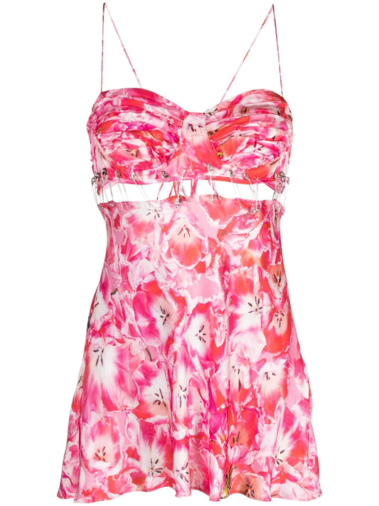 Floral-Print Cut-Out Top