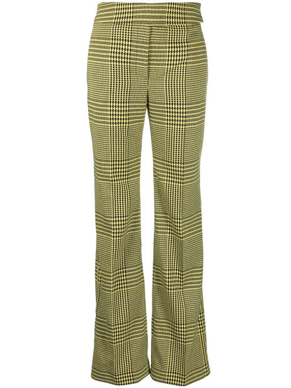 Houndstooth-Print Flared Trousers