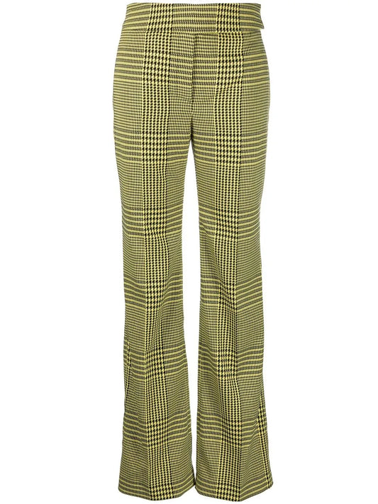 Houndstooth-Print Flared Trousers