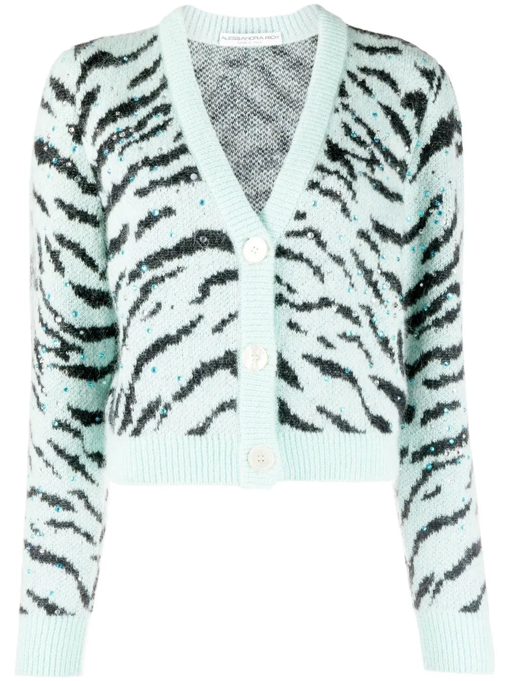 Zebra-Print V-Neck Cardigan