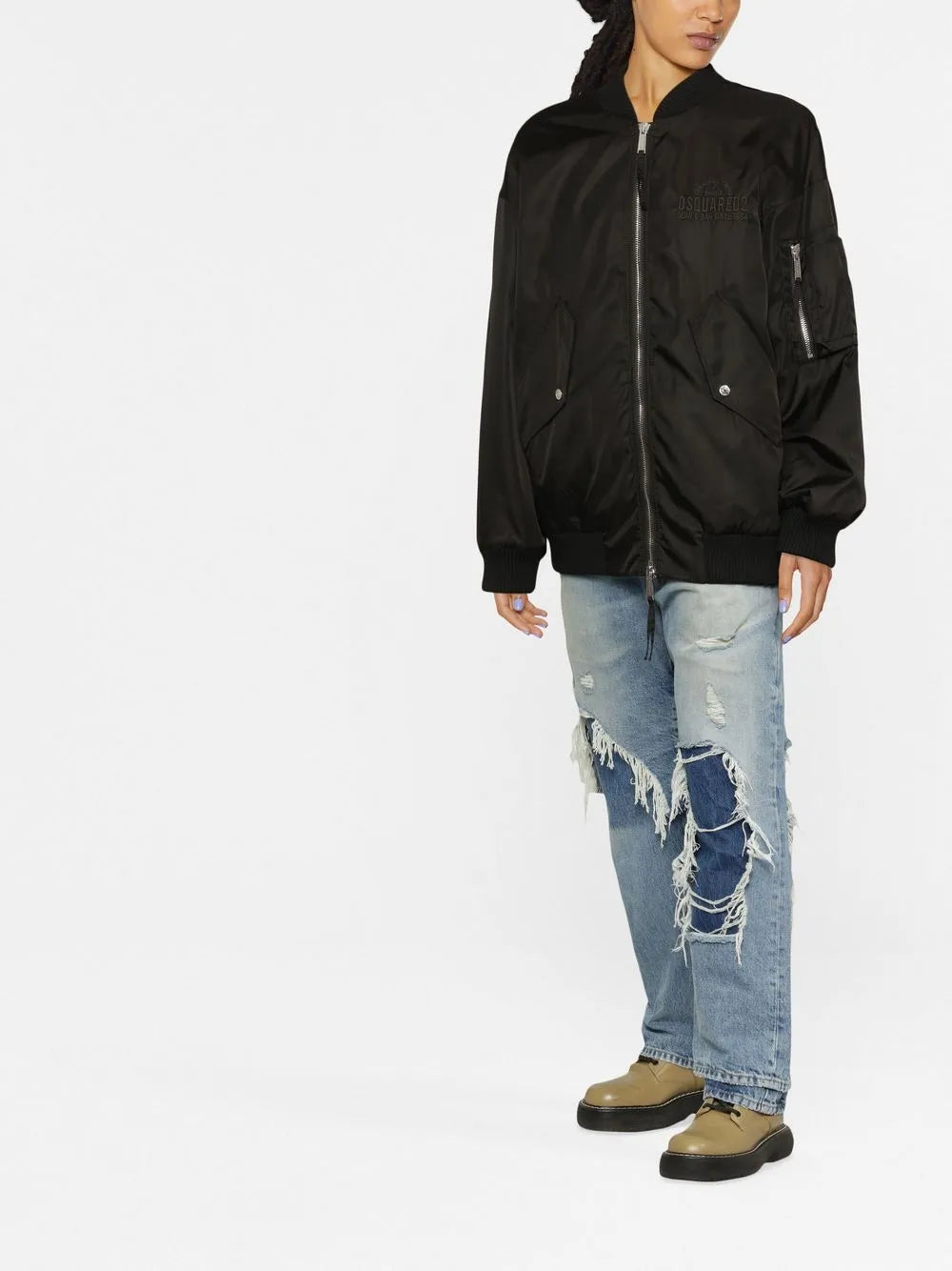 Embroidered-Logo Bomber Jacket