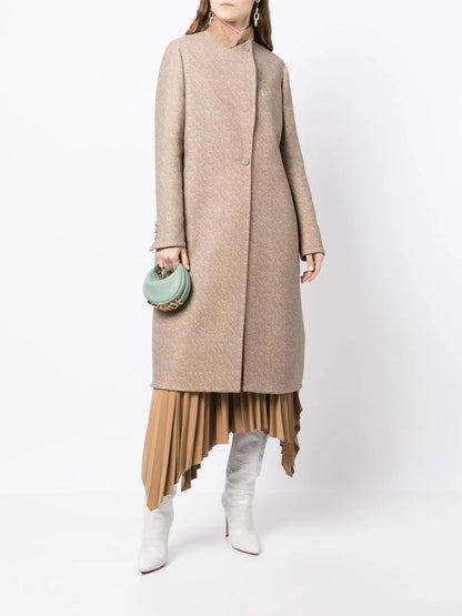 Stand-Collar Wool-Silk Coat