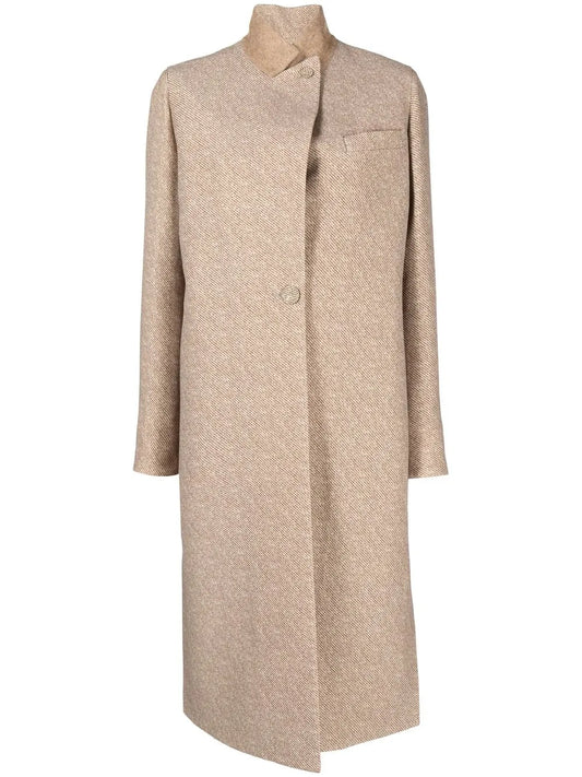 Stand-Collar Wool-Silk Coat