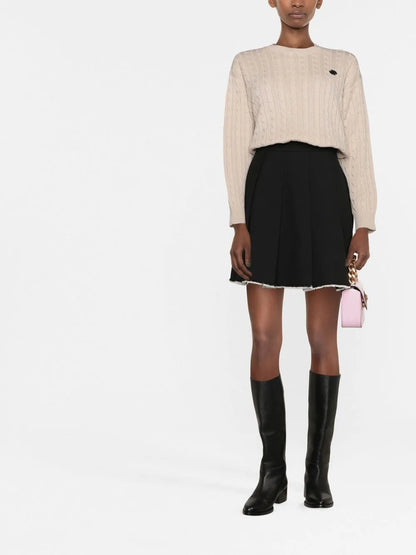 Logo-Patch Cable-Knit Jumper