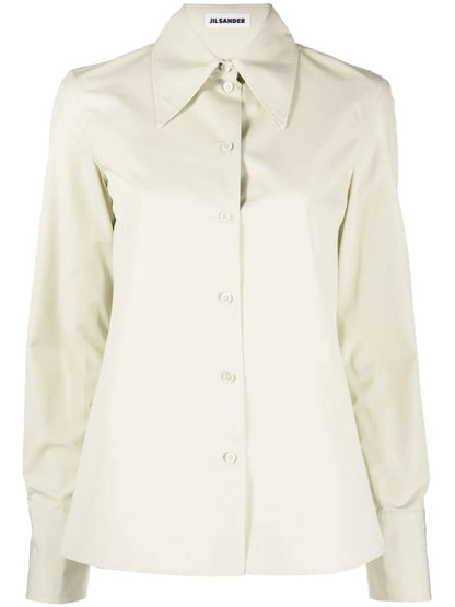 Button-Fastening Poplin Shirt